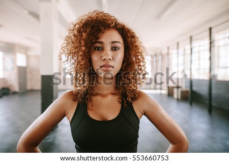 Image, Stock Photo Afro athlete woman standing outdoors.