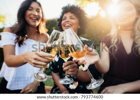 Similar – Image, Stock Photo Young woman enjoying wine near sea