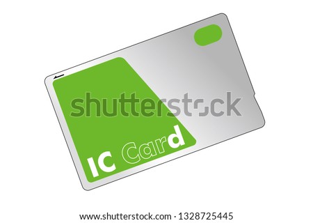 Japanese train, IC card illustration for taking a bus, cashless