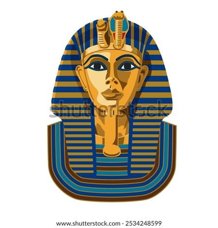 Illustration of golden Tutankhamun mask on white background Vector data