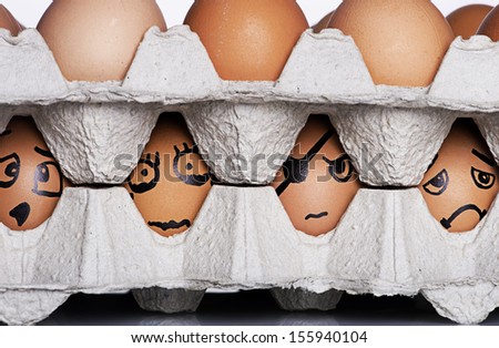 Angry, Smiley, Confident and Sad Expression style with egg characters