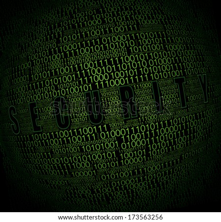 Security concept. Binary code on black background