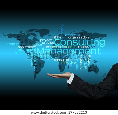 Consulting Management concept - hand hold Business Trends info