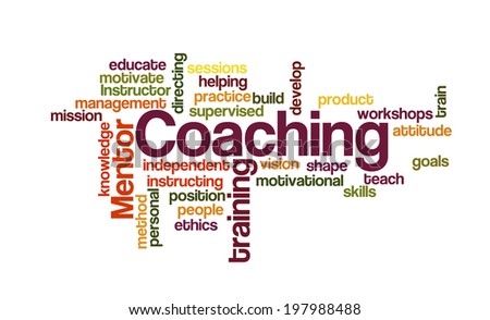 Coaching Word cloud arrangement over white background
