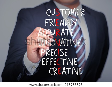 Executive hand writing Service acronym in business concept.