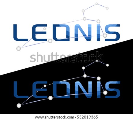 Constellation of a lion in the text - Leonis - Leo - Zodiac logo