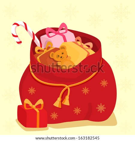 Illustration of a bag with gifts