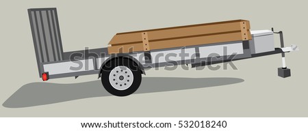 Stationary isolated equipment or utility trailer vector illustration on neutral background