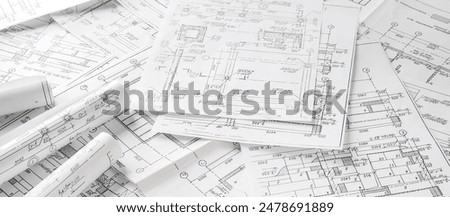 Similar – Image, Stock Photo architectural drawings for a planned church