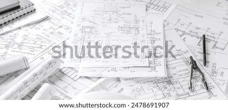 Similar – Image, Stock Photo architectural drawings for a planned church