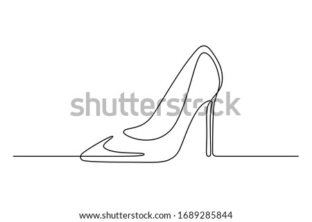 High-heeled shoe in continuous line art drawing style. Elegant women stiletto heels minimalist black linear sketch isolated on white background. Vector illustration