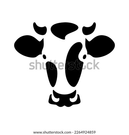 Cow icon. Cow head front view simple black design isolated on white background. Vector illustration