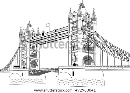London Tower Bridge. Black and white color. Monochrome. 