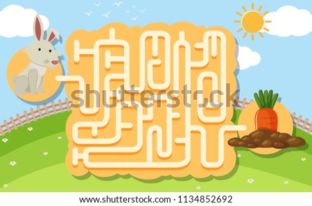 A rabbit puzzle maze game illustration