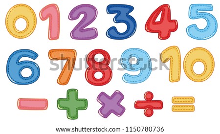 A set of number and math symbols illustration