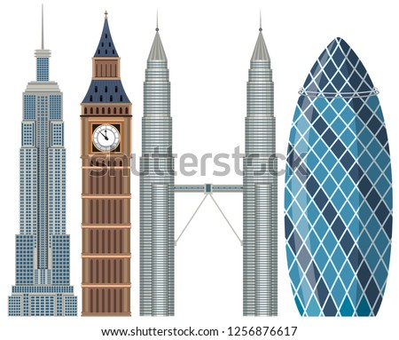 Set of world famous building illustration