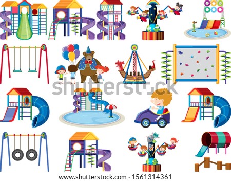 Large set of isolated objects of kids and circus illustration