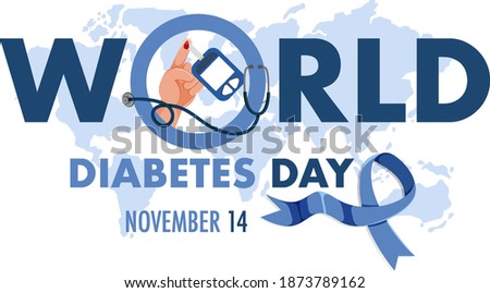 World Diabetes Day logo or banner with the globe on the map illustration