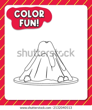 Worksheets template with color fun! text and volcano outline illustration