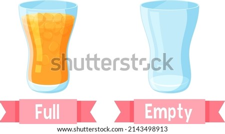 Opposite English Words full and empty illustration