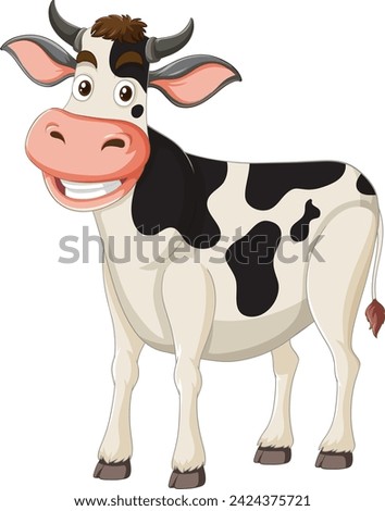 Vector illustration of a happy, spotted cow