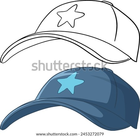 Vector illustration of a baseball cap with star