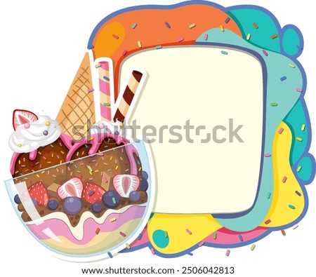 Delicious ice cream sundae with toppings and sprinkles