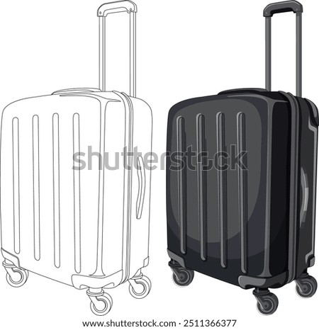 Vector art of a suitcase with wheels