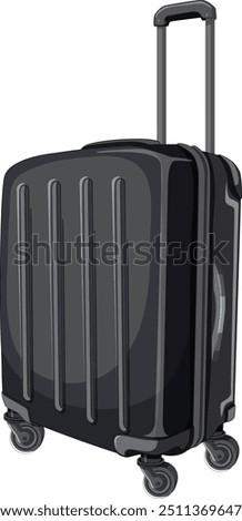 Black suitcase with wheels and telescopic handle