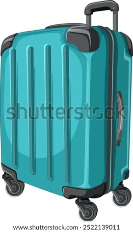 Stylish blue suitcase with wheels and handle