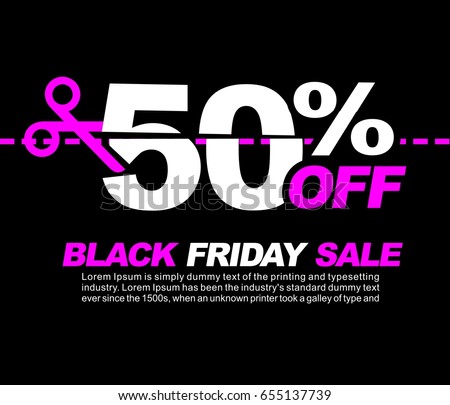 50% OFF Black Friday Sale, Promotional Poster or Sticker Design Vector Illustration