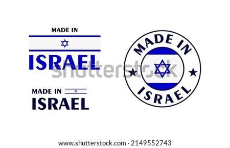 made in Israel icon set, made in State of Israel product labels