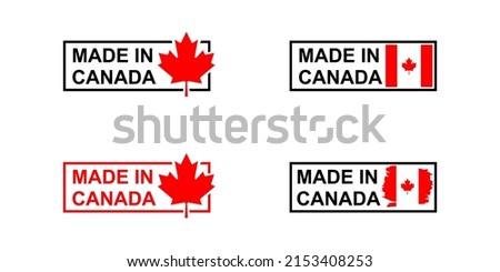 set of made in the canada labels, made in the canada logo, canada flag , canada product emblem, Vector illustration