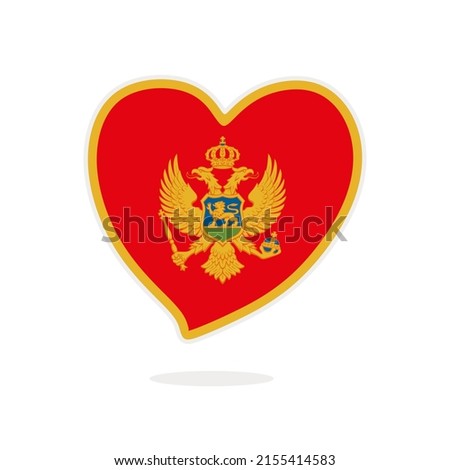 Montenegro flag heart isolated on white background. Flag of Montenegro in the shape of a heart. Flag of the Montenegro vector illustration