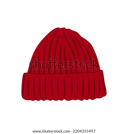 Winter hat vector. Knitted red hat. Winter hat on a white background. vector illustration eps10