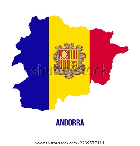 Andorra map with flag color. Map of Andorra with flag. flag of Andorra vector illustration