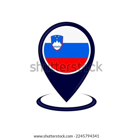 Location icon with Slovenia flag isolated. Slovenia flag and map pointer icon. vector illustration