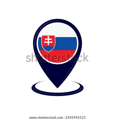 Location icon with Slovakia flag isolated. Slovakia flag and map pointer icon. vector illustration