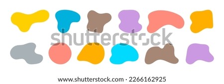 Set of Liquid shapes, round abstract organic elements. Different blotch shapes collection. Speech bubbles in different shapes and colors isolated on white background. Design elements. Vector