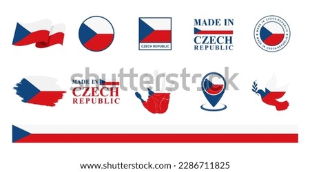 Czech Republic national flags icon set. Labels with Czech Republic flags. Vector illustration