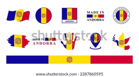 Andorra national flags icon set. Labels with Andorra flags. Vector illustration