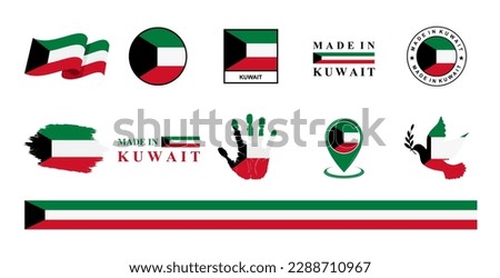 Kuwait national flags icon set. Labels with Kuwait flags. Vector illustration