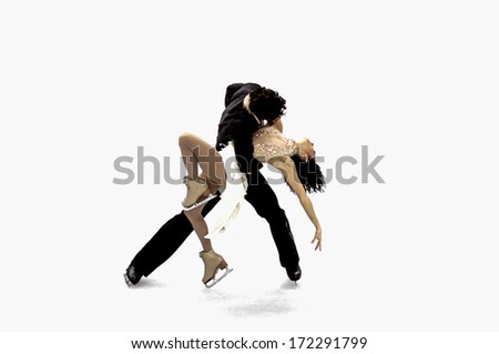 TURIN, ITALY - MARCH 29: Couple dancing during Figure Ice Skating competition of the  Winter Olympic Games in Turin, March, 29 2006.