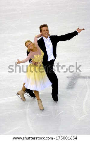 TURIN, ITALY-FEBRUARY 18, 2006: Alexandra Kauch and Michal Zich competing during the Couple Figure Ice Skating during the Winter Olympic Games of Turin 2006.