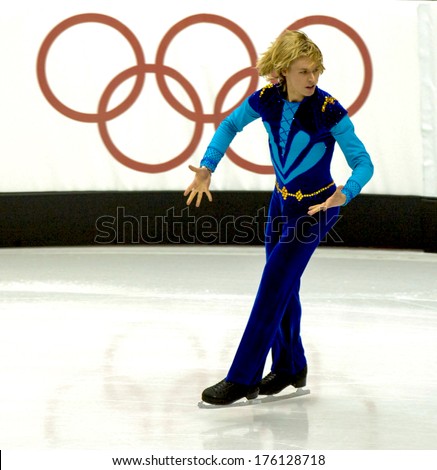 TURIN, ITALY-FEBRUARY 15, 2006: Ilia Klimkin competes during the Individual Male Figure Ice Skating competition at the Winter Olympic Games of Turin 2006.