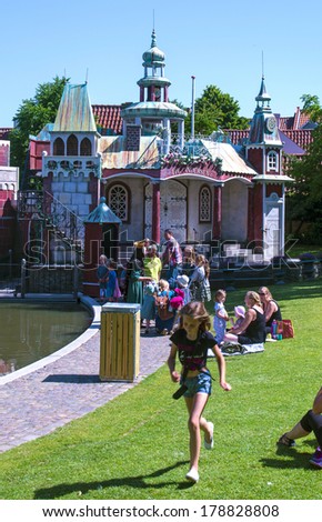 ODENSE, DENMARK-FEBRUARY 16, 2012: The amusement park family inside the Hans Christian Andersen museum.