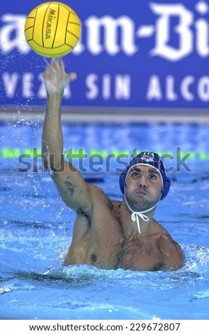 BARCELONA, SPAIN-JULY 16, 2003: italian water polo player Carlo Silipo in action during the World Water Polo Championship, in Barcelona.