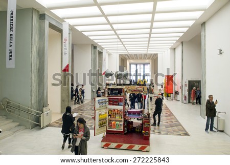 MILAN, ITALY-APRIL 17, 2015: the Arts and Foods exhibition at the architecture, design and arts museum La Triennale, in Milan.