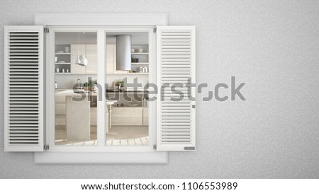 Similar – Image, Stock Photo Windows with modern shutters creating light and shadows at the afternoon light