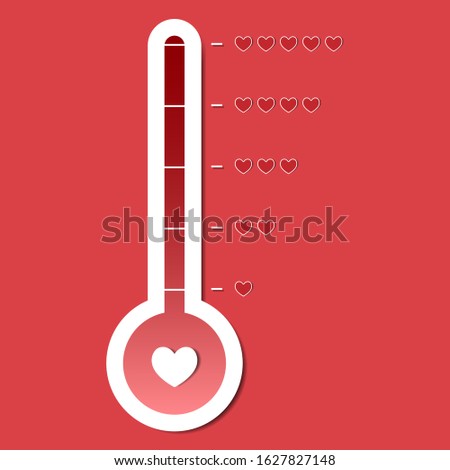 Love thermometer. Valentines Day card element in simple flat style. Vector illustration.